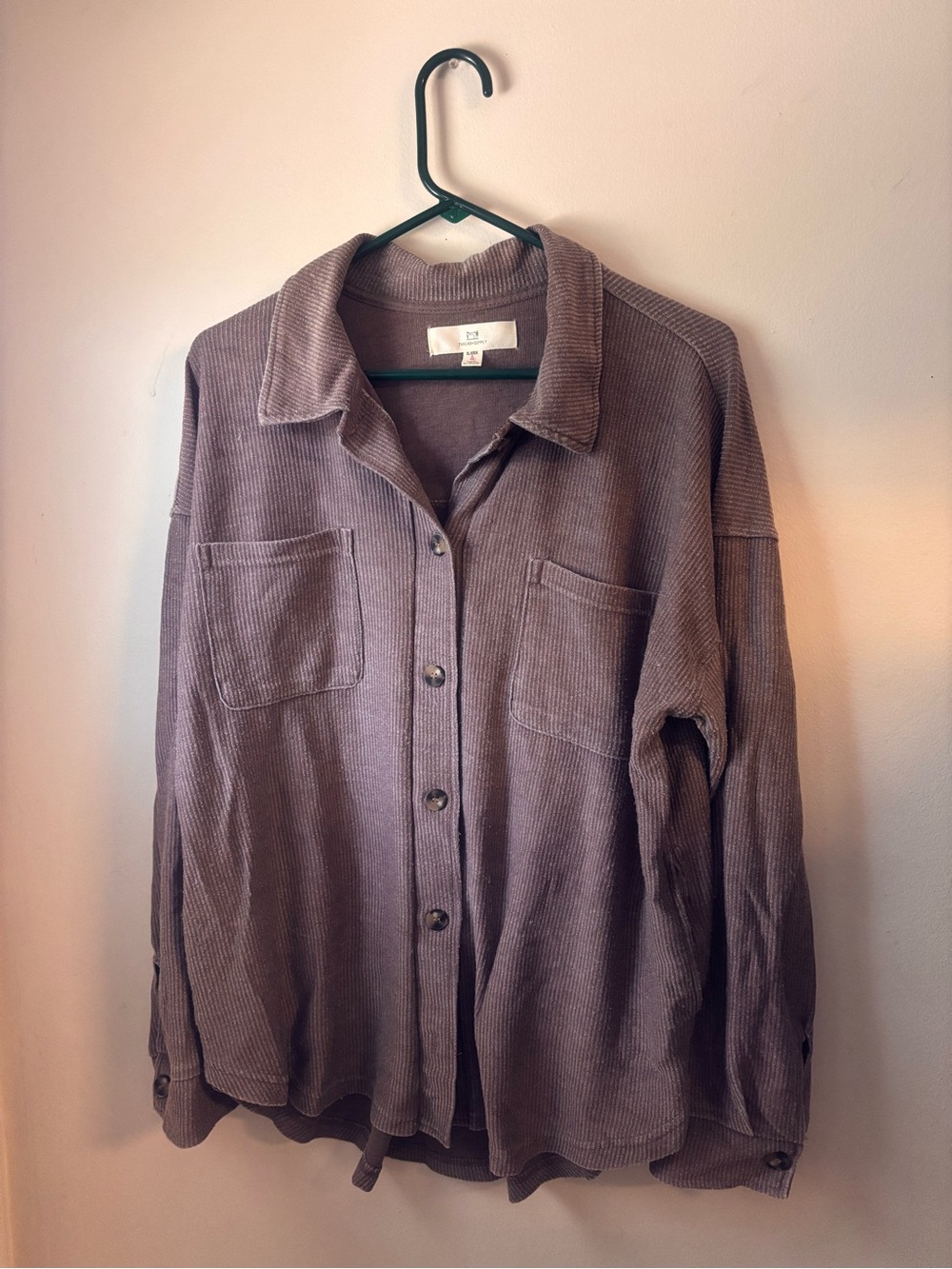 Thread & Supply women’s  Corduroy Button-Down Shirt Jacket in Mauve Brown
